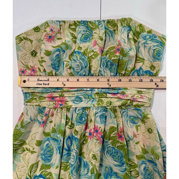 Plenty Frock by Tracy Reese Floral 100% Silk Strapless Dress Sz 6 - Picture 8 of 12
